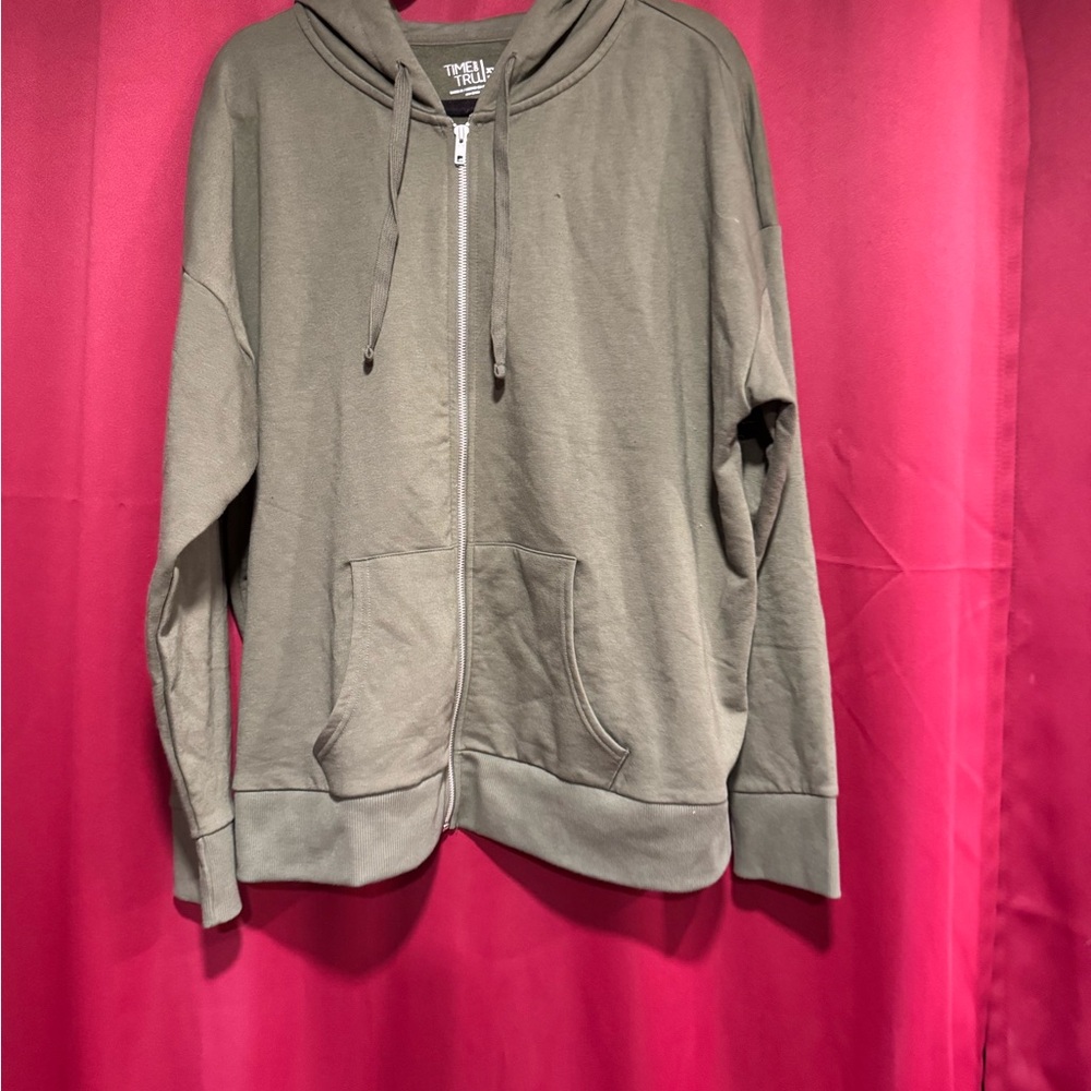 Time and Tru Olive Green Hoodie Jacket